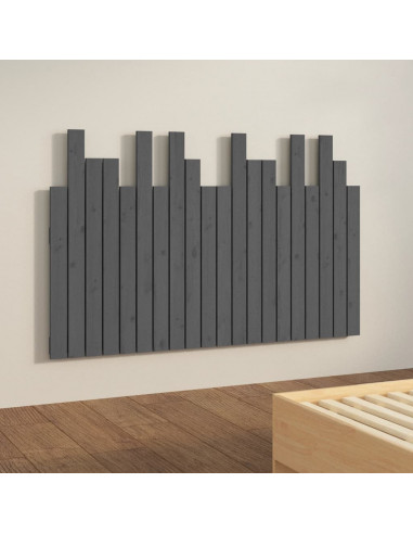 Testiera da Parete Grigia 127,5x3x80 cm Legno Massello di Pino