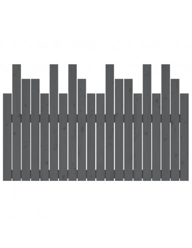 Testiera da Parete Grigia 127,5x3x80 cm Legno Massello di Pino