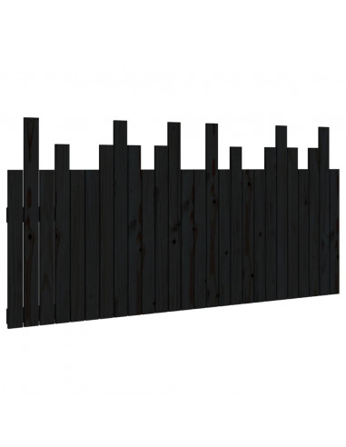 Testiera da Parete Nera 166x3x80 cm in Legno Massello di Pino