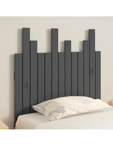 Testiera da Parete Grigia 82,5x3x80cm in Legno Massello di Pino