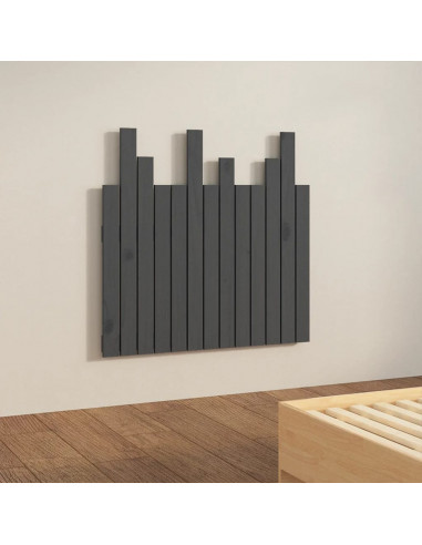 Testiera da Parete Grigia 82,5x3x80cm in Legno Massello di Pino
