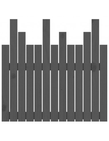 Testiera da Parete Grigia 82,5x3x80cm in Legno Massello di Pino