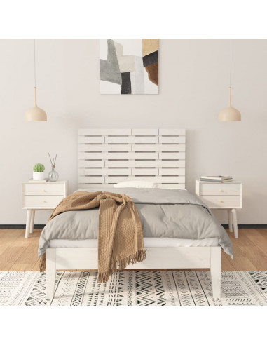 Testiera da Parete Bianca 81x3x63 cm in Legno Massello di Pino