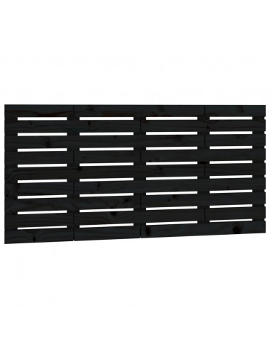 Testiera da Parete Nera 156x3x63 cm in Legno Massello di Pino