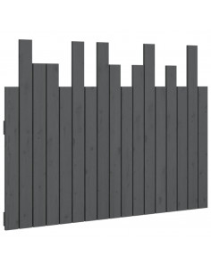 Testiera da Parete Grigia 108x3x80 cm in Legno Massello di Pino 2