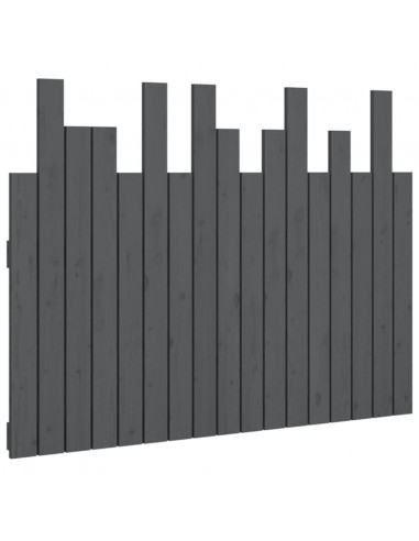 Testiera da Parete Grigia 108x3x80 cm in Legno Massello di Pino