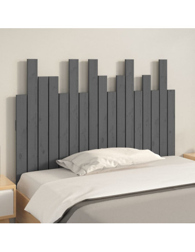 Testiera da Parete Grigia 108x3x80 cm in Legno Massello di Pino