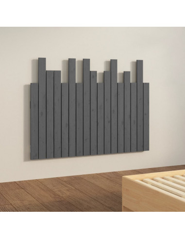 Testiera da Parete Grigia 108x3x80 cm in Legno Massello di Pino