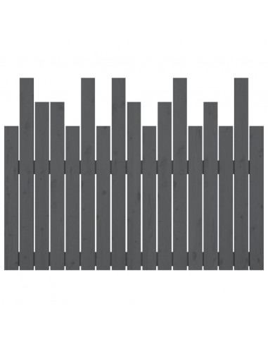 Testiera da Parete Grigia 108x3x80 cm in Legno Massello di Pino