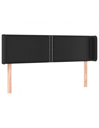 Testiera a LED Nera 147x16x78/88 cm in Similpelle