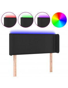 Testiera a LED Nera 83x16x78/88 cm in Similpelle 2