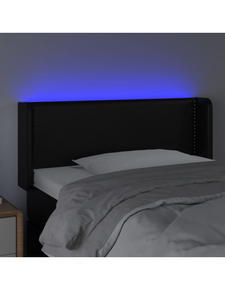 Testiera a LED Nera 83x16x78/88 cm in Similpelle