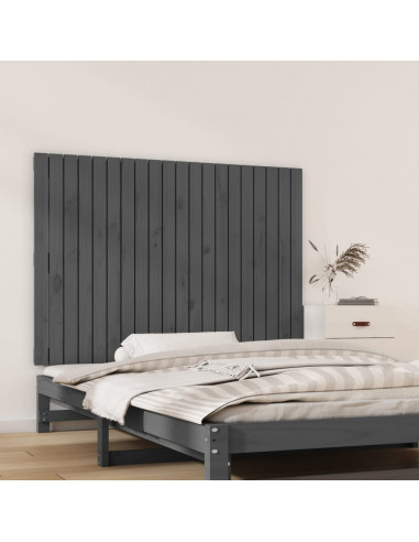 Testiera da Parete Grigia 127,5x3x90 cm Legno Massello di Pino
