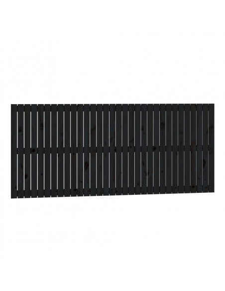 Testiera da Parete Nera 204x3x90 cm in Legno Massello di Pino