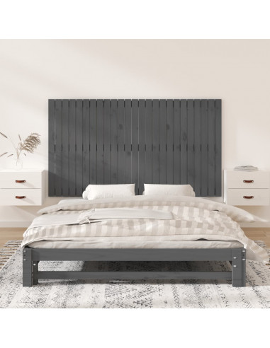 Testiera da Parete Grigia 159,5x3x90 cm Legno Massello di Pino