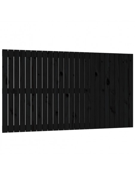 Testiera da Parete Nera 159,5x3x90 cm in Legno Massello di Pino