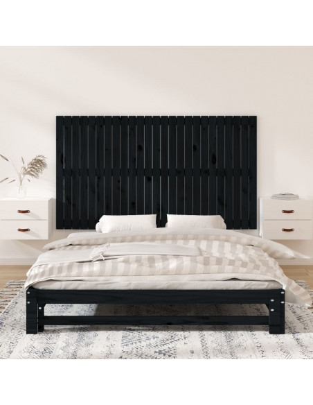 Testiera da Parete Nera 159,5x3x90 cm in Legno Massello di Pino