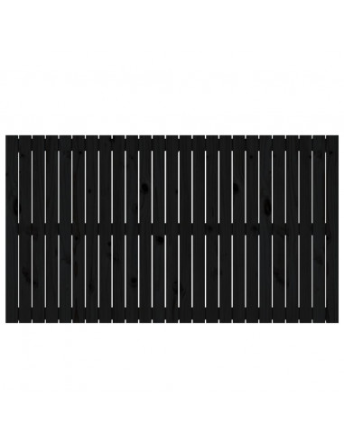 Testiera da Parete Nera 159,5x3x90 cm in Legno Massello di Pino