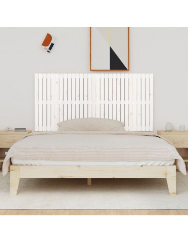 Testiera da Parete Bianca 185x3x90 cm in Legno Massello di Pino