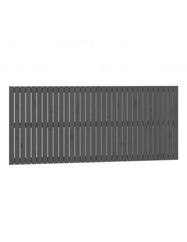 Testiera da Parete Grigia 204x3x90 cm in Legno Massello di Pino