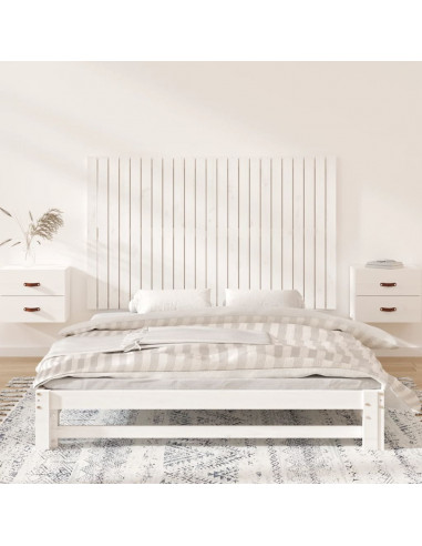 Testiera da Parete Bianca 147x3x90 cm in Legno Massello di Pino