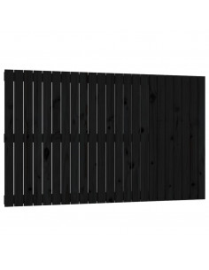 Testiera da Parete Nera 147x3x90 cm in Legno Massello di Pino 2