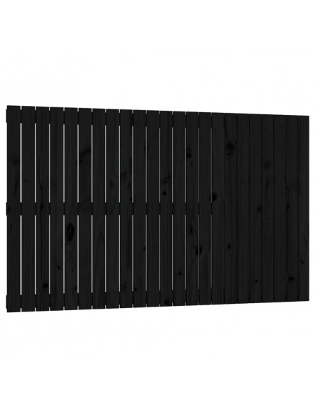 Testiera da Parete Nera 147x3x90 cm in Legno Massello di Pino