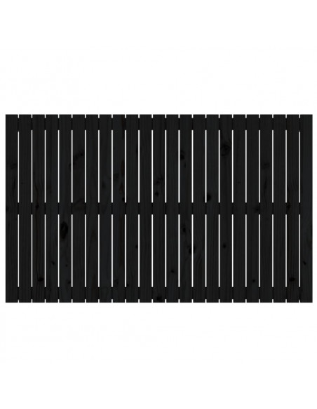 Testiera da Parete Nera 147x3x90 cm in Legno Massello di Pino