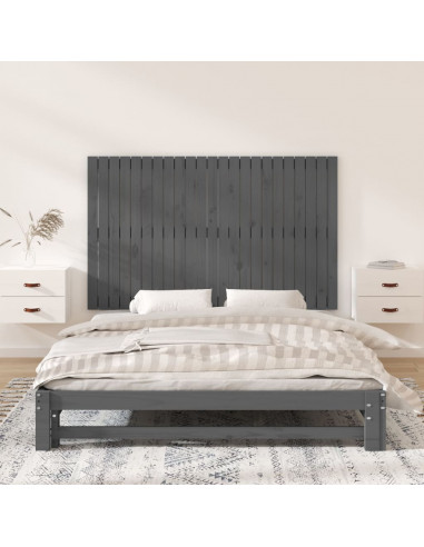 Testiera da Parete Grigia 147x3x90 cm in Legno Massello di Pino