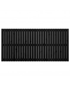 Testiera da Parete Nera 185x3x90 cm in Legno Massello di Pino 2