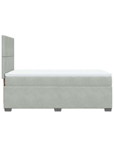 Giroletto a Molle con Materasso Grigio Chiaro 90x190 cm Velluto