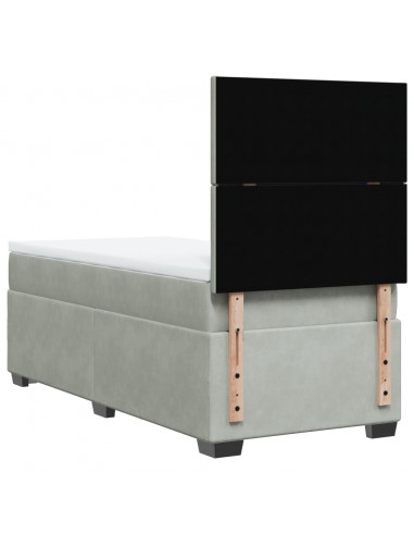 Giroletto a Molle con Materasso Grigio Chiaro 90x190 cm Velluto