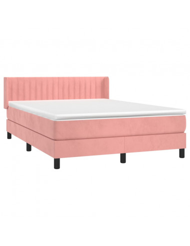 Giroletto a Molle con Materasso Rosa 140x190 cm in Velluto