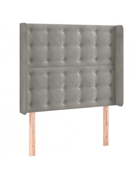 Testiera ad Orecchio Grigio Chiaro 103x16x118/128 cm in Velluto