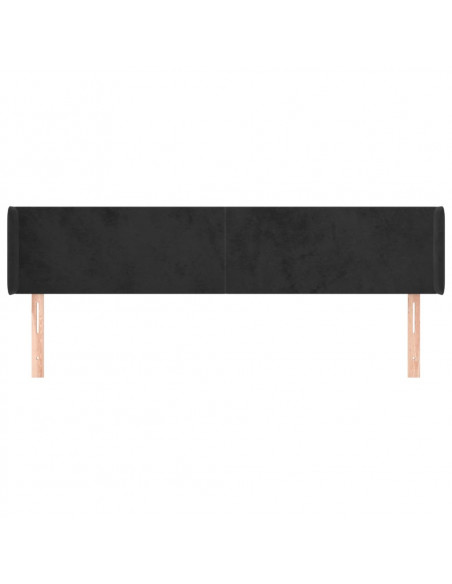 Testiera ad Orecchio Nera 183x16x78/88 cm in Velluto