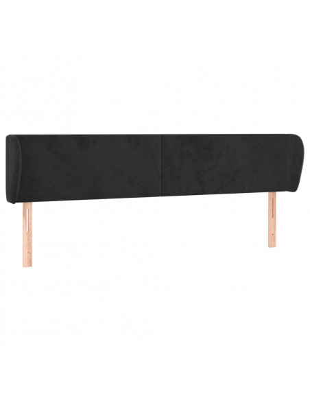 Testiera ad Orecchio Nera 183x23x78/88 cm in Velluto