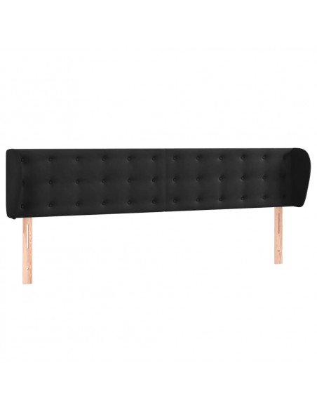 Testiera ad Orecchio Nera 183x23x78/88 cm in Velluto