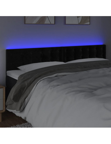 Testiera a LED Nera 180x5x78/88 cm in Velluto