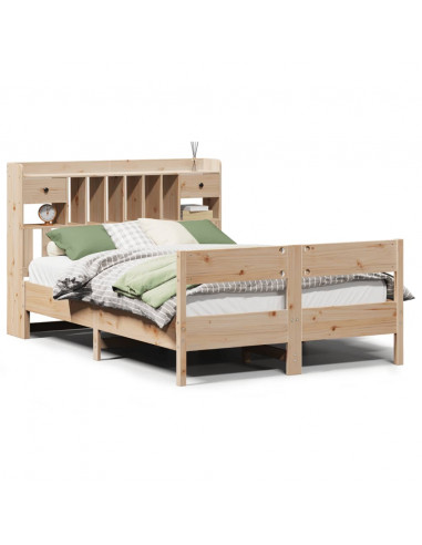Letto Libreria senza Materasso 135x190 cm in Legno di Pino
