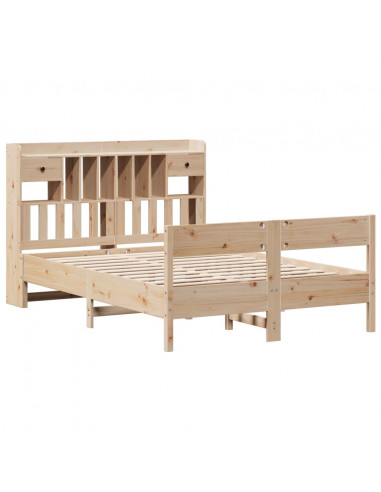 Letto Libreria senza Materasso 135x190 cm in Legno di Pino