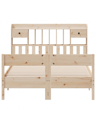 Letto Libreria senza Materasso 135x190 cm in Legno di Pino