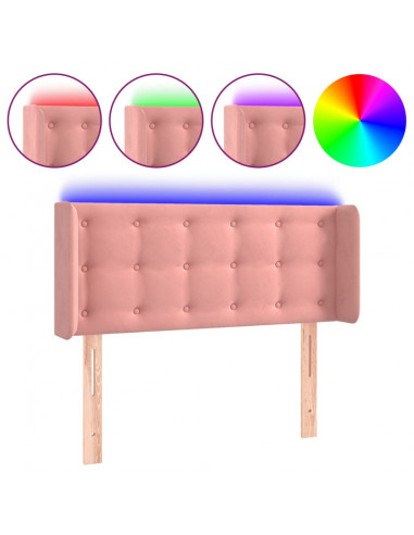 Testiera a LED Rosa 103x16x78/88 cm in Velluto