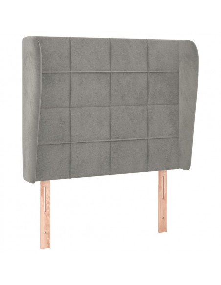 Testiera ad Orecchio Grigio Chiaro 93x23x118/128 cm in Velluto