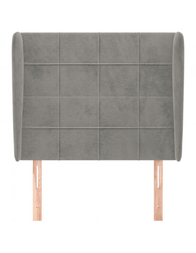 Testiera ad Orecchio Grigio Chiaro 93x23x118/128 cm in Velluto