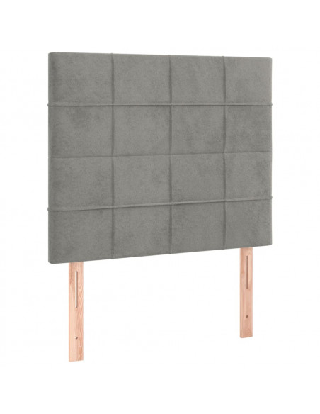 Testiera a LED Grigio Chiaro 90x5x118/128 cm in Velluto