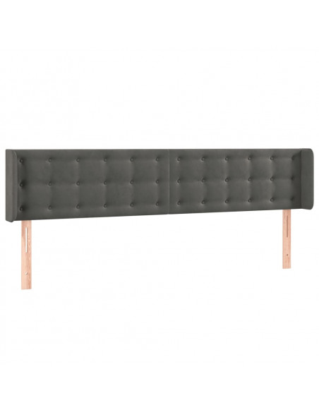 Testiera ad Orecchio Grigio Scuro 203x16x78/88 cm in Velluto