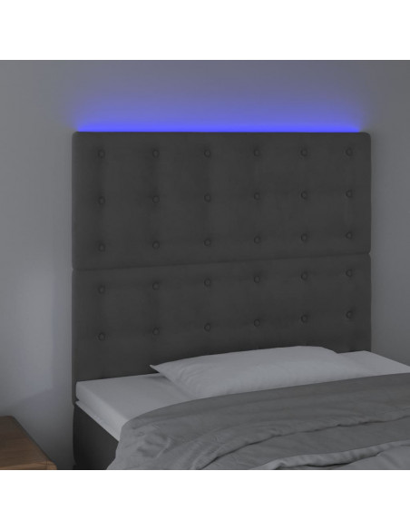Testiera a LED GrigioScuro 100x5x118/128cm in Velluto