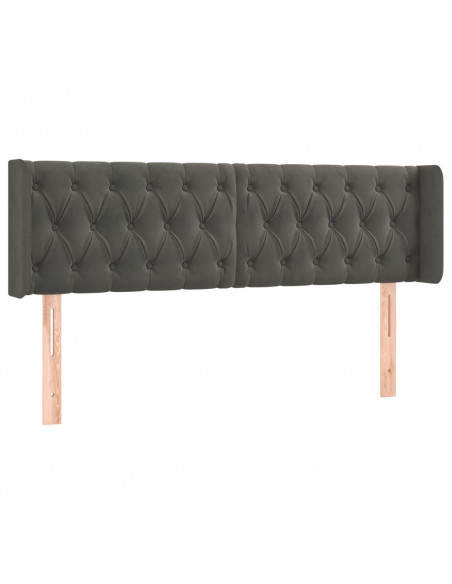 Testiera ad Orecchio Grigio Scuro 163x16x78/88 cm in Velluto