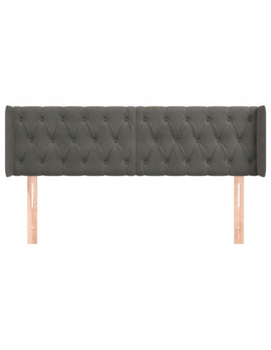 Testiera ad Orecchio Grigio Scuro 163x16x78/88 cm in Velluto