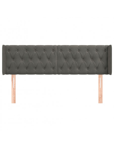 Testiera ad Orecchio Grigio Scuro 163x16x78/88 cm in Velluto